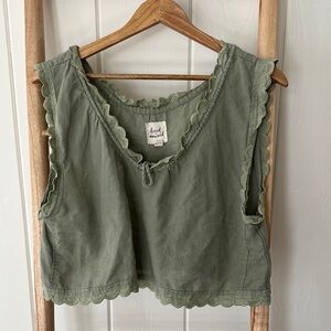 Dazed But Amazed Linen Lace Crop Top